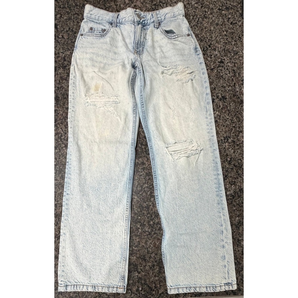 Aeropostale Low Rise Baggy Jean Light Wash Distressed Ripped Denim Womens Size S